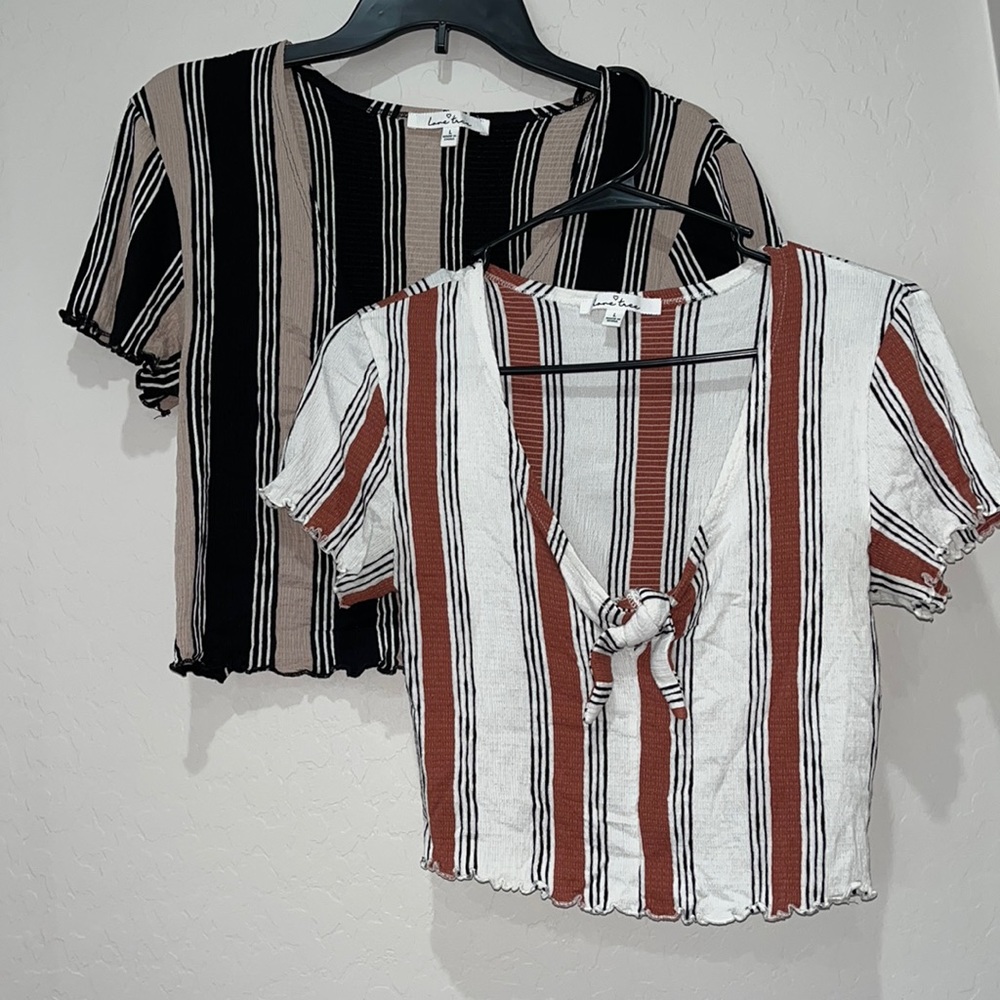 2 Striped Love Tree Crop Tops